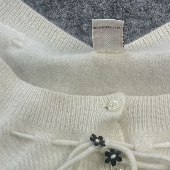 Vintage 90s Urban Outfitter Mohair Sweater Women Medium Cream Cardigan Coquette - Picture 4 of 14